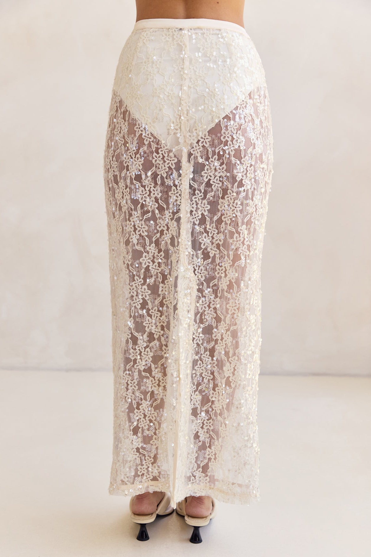 Vera Sequin Maxi Skirt (Cream)