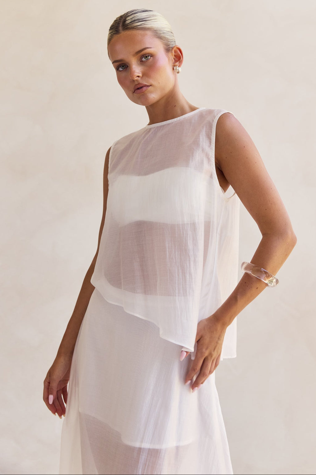 Lena Asym Top (White)