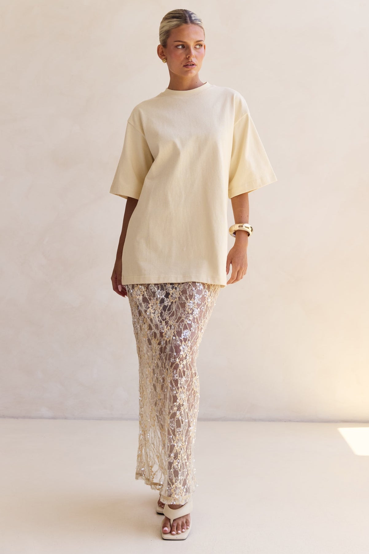 Vera Sequin Maxi Skirt (Butter)