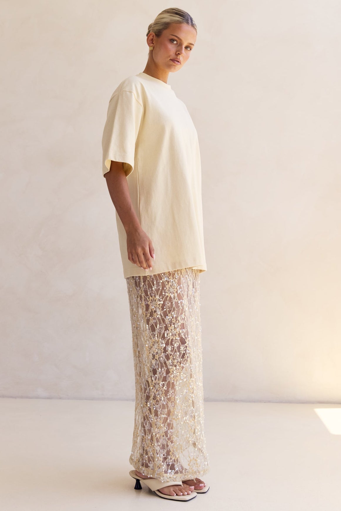 Vera Sequin Maxi Skirt (Butter)