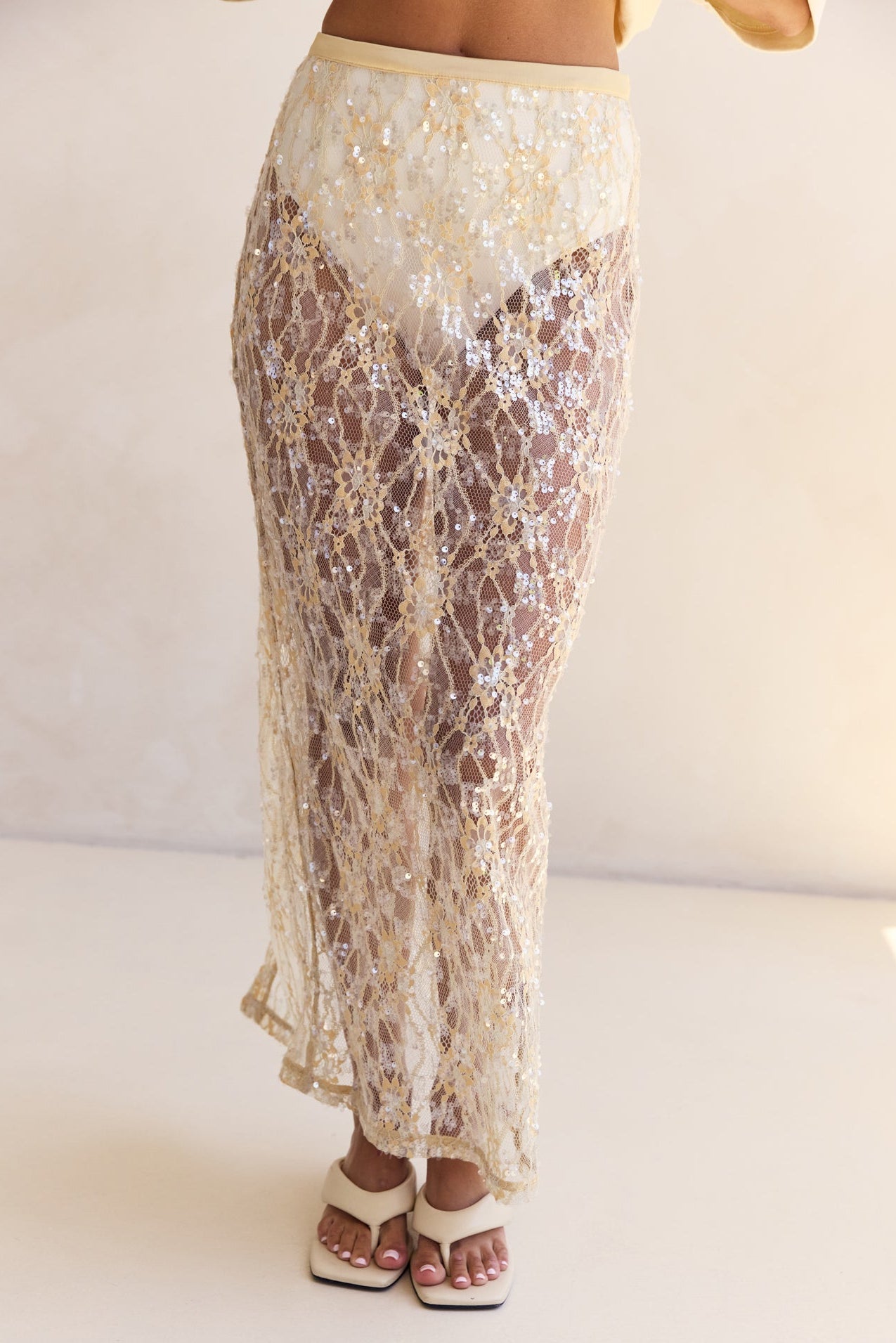 Vera Sequin Maxi Skirt (Butter)