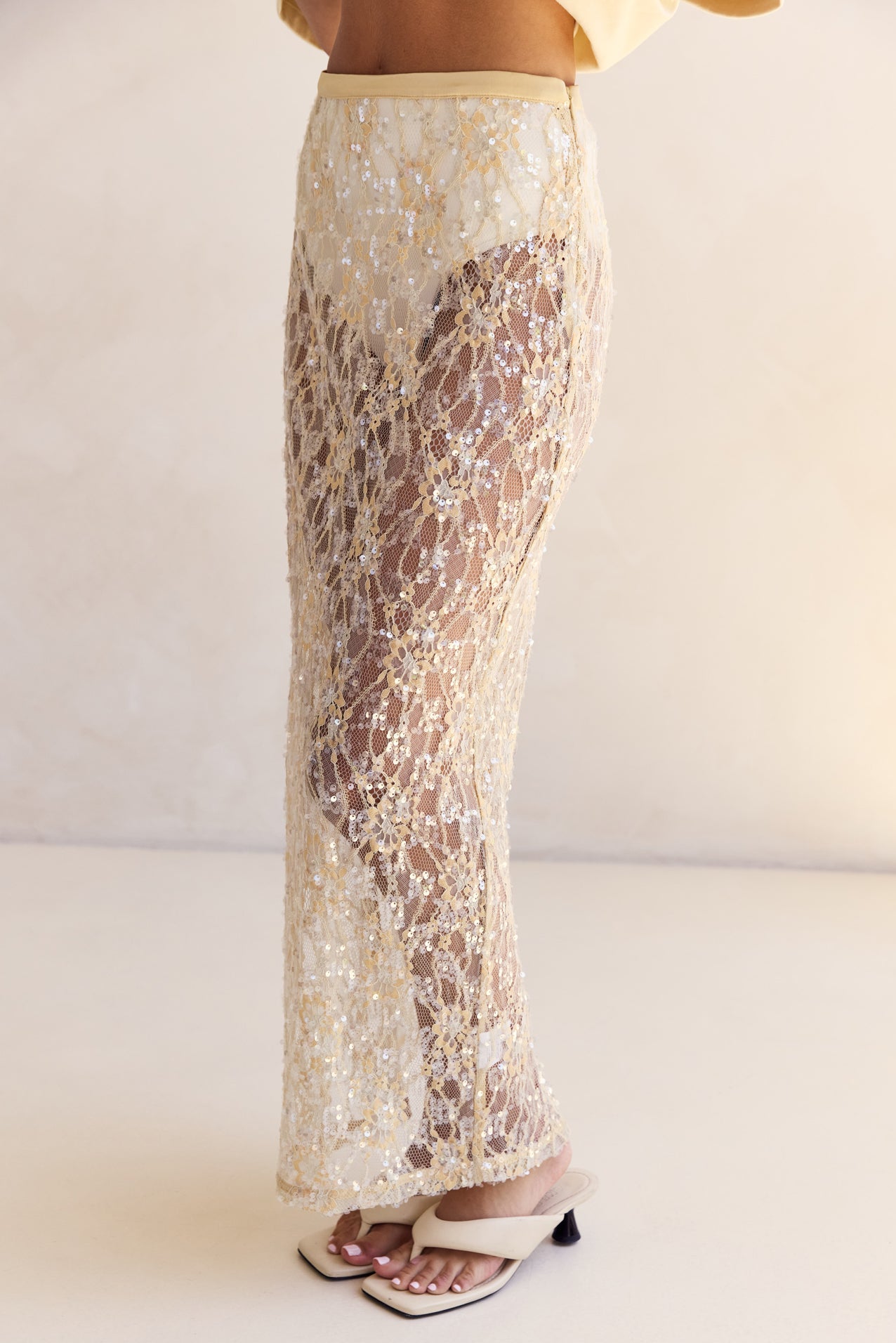 Vera Sequin Maxi Skirt (Butter)