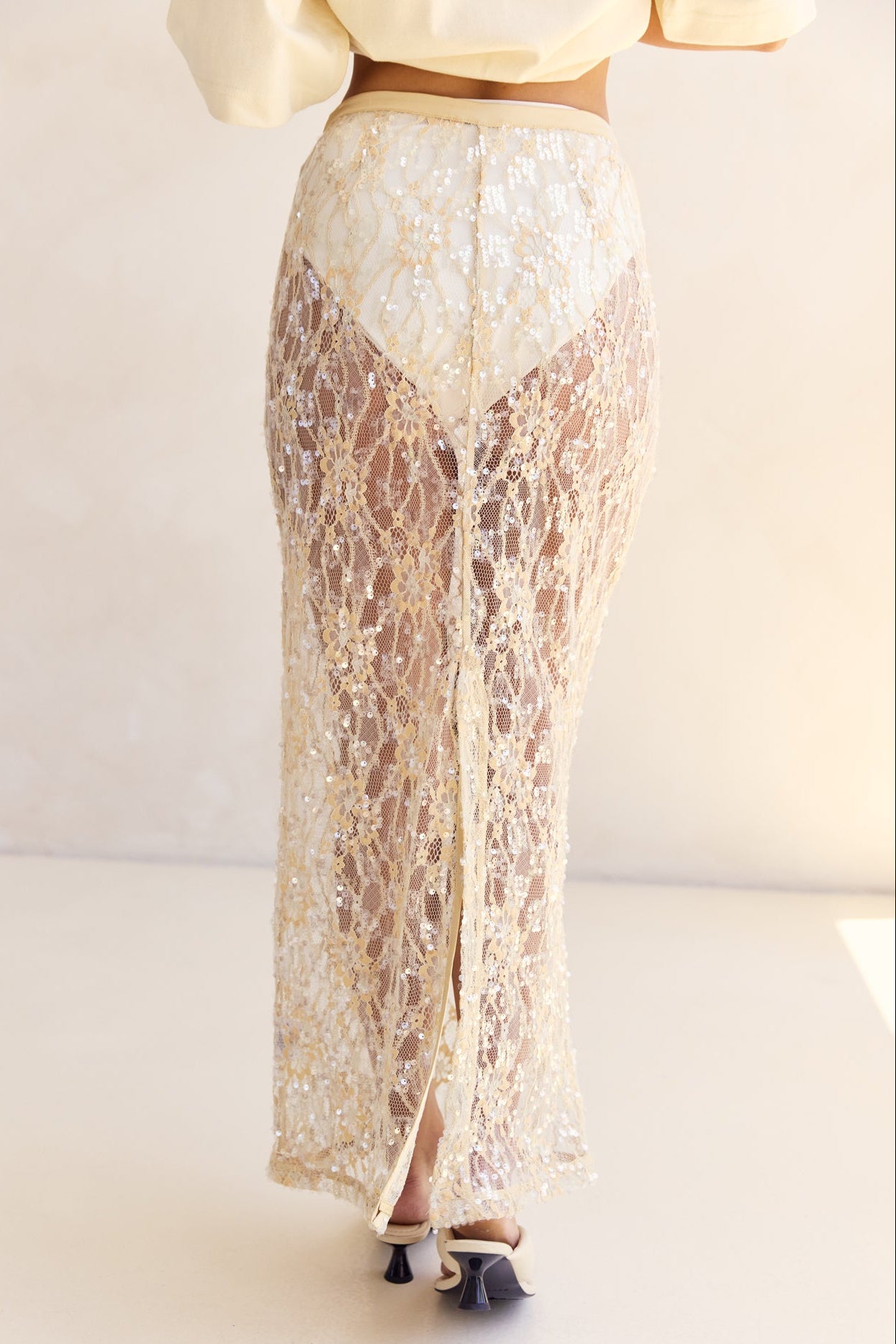 Vera Sequin Maxi Skirt (Butter)