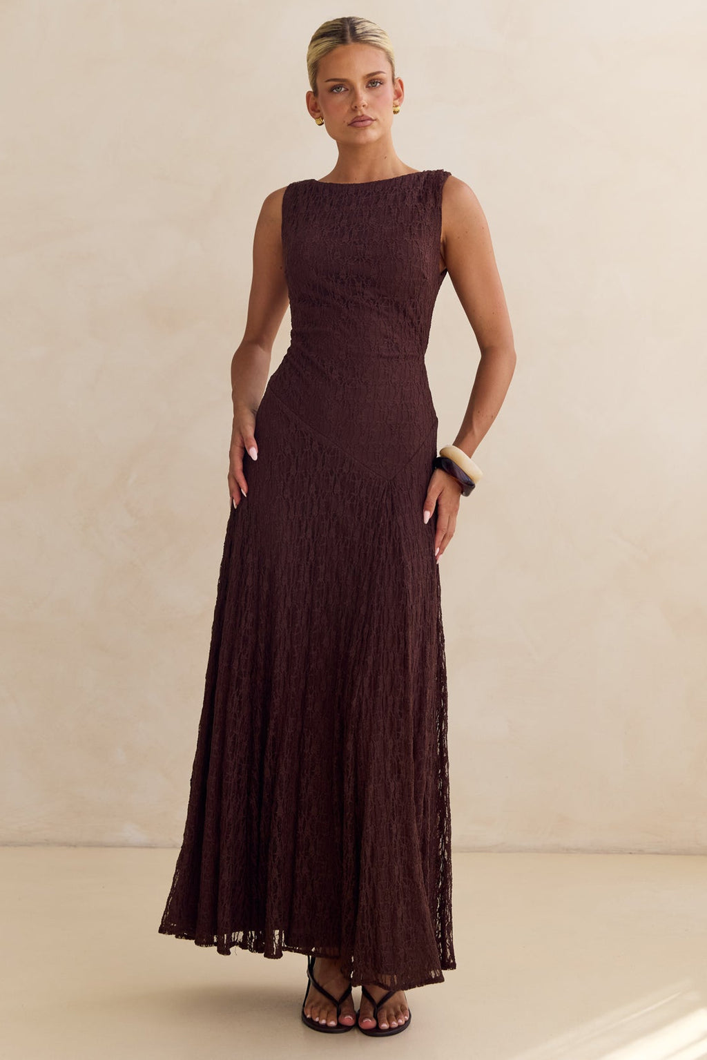 Gianna Lace Maxi Dress (Chocolate)