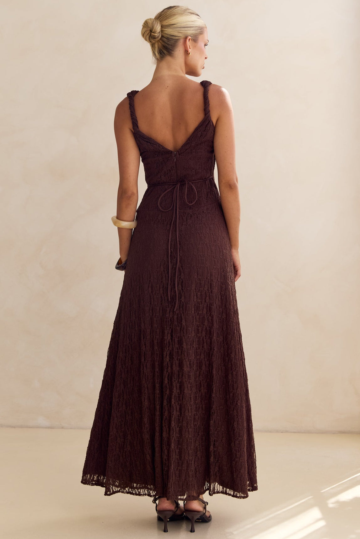 Gianna Lace Maxi Dress (Chocolate)
