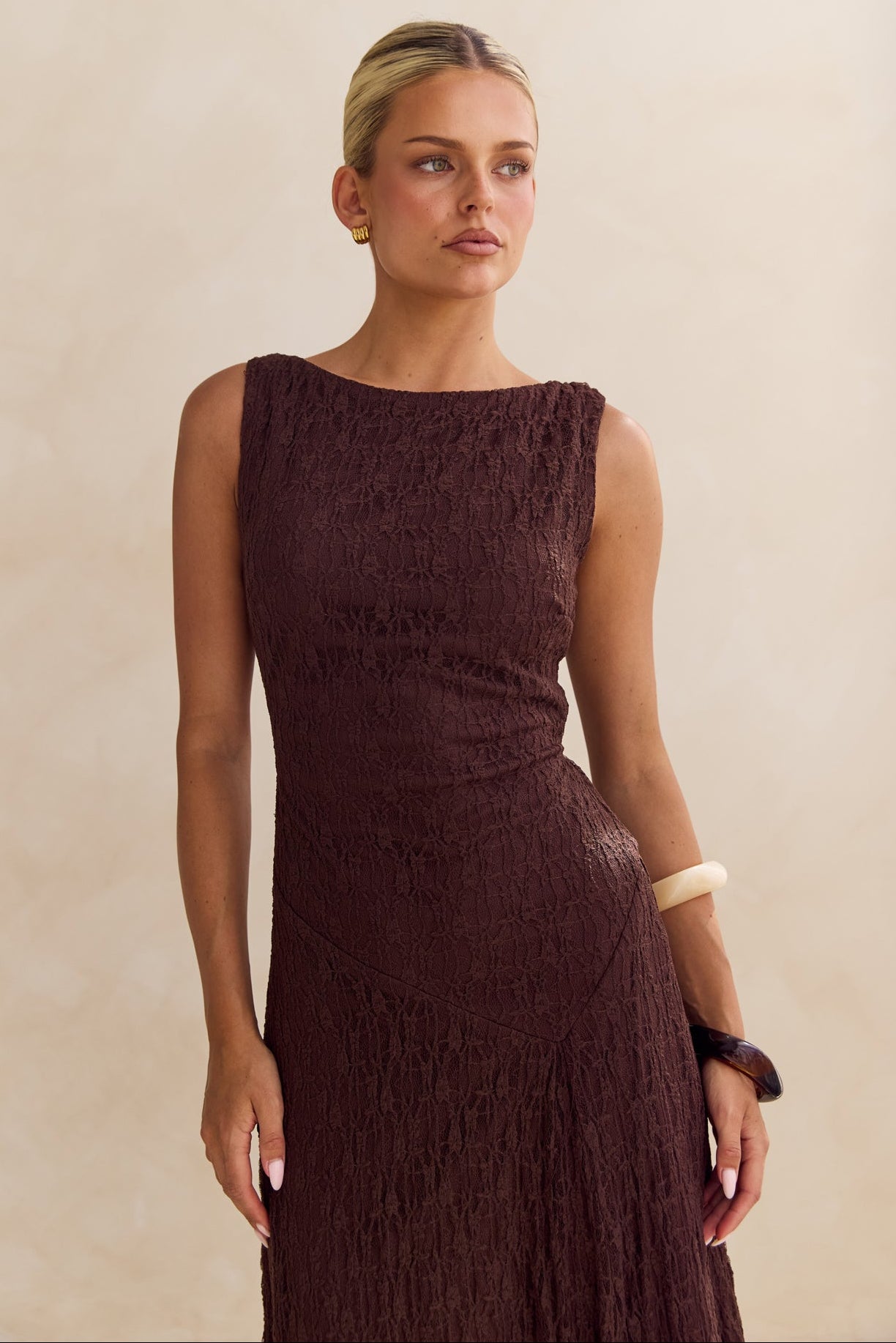 Gianna Lace Maxi Dress (Chocolate)