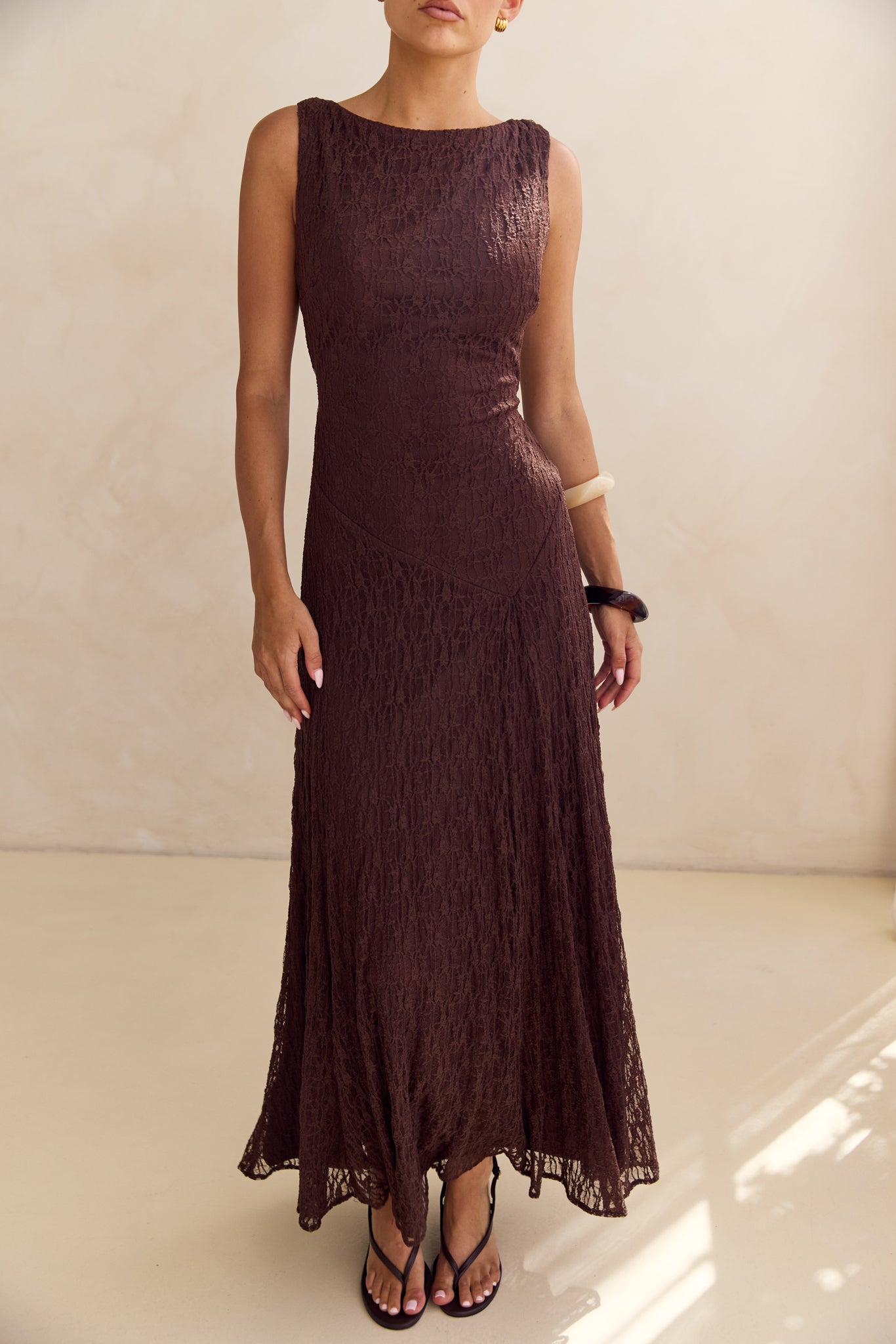 Gianna Lace Maxi Dress (Chocolate)