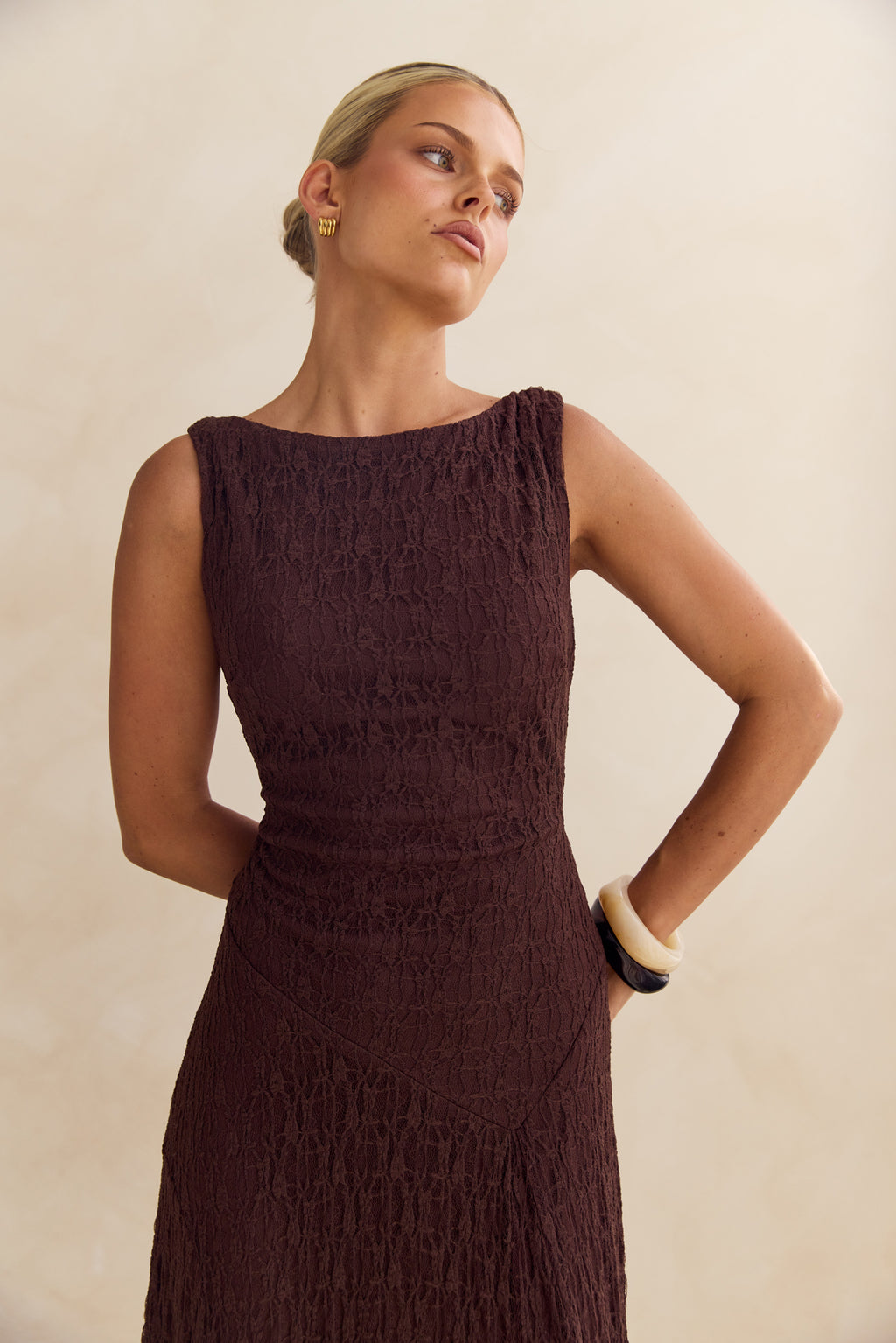 Gianna Lace Maxi Dress (Chocolate)