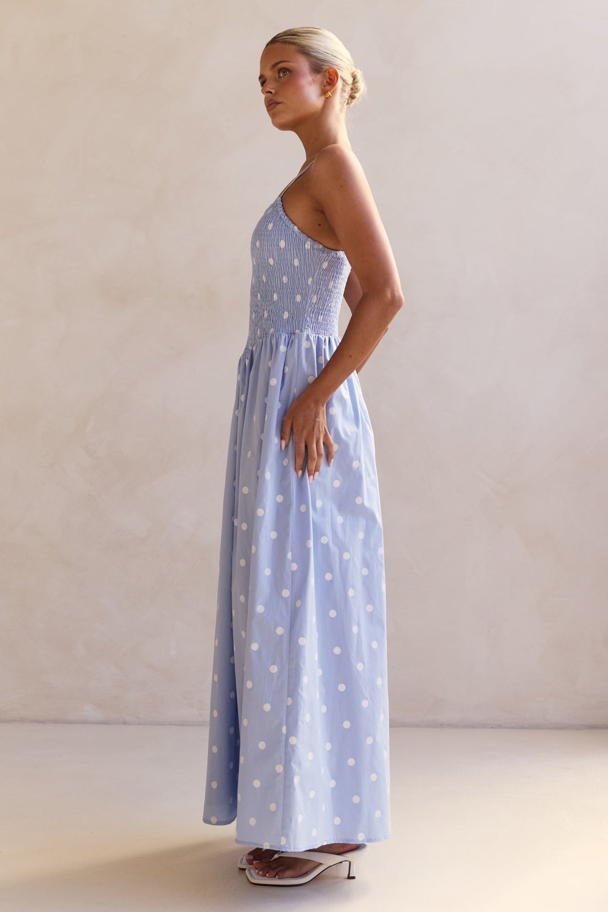 Aliyah Polka Maxi Dress (Blue)