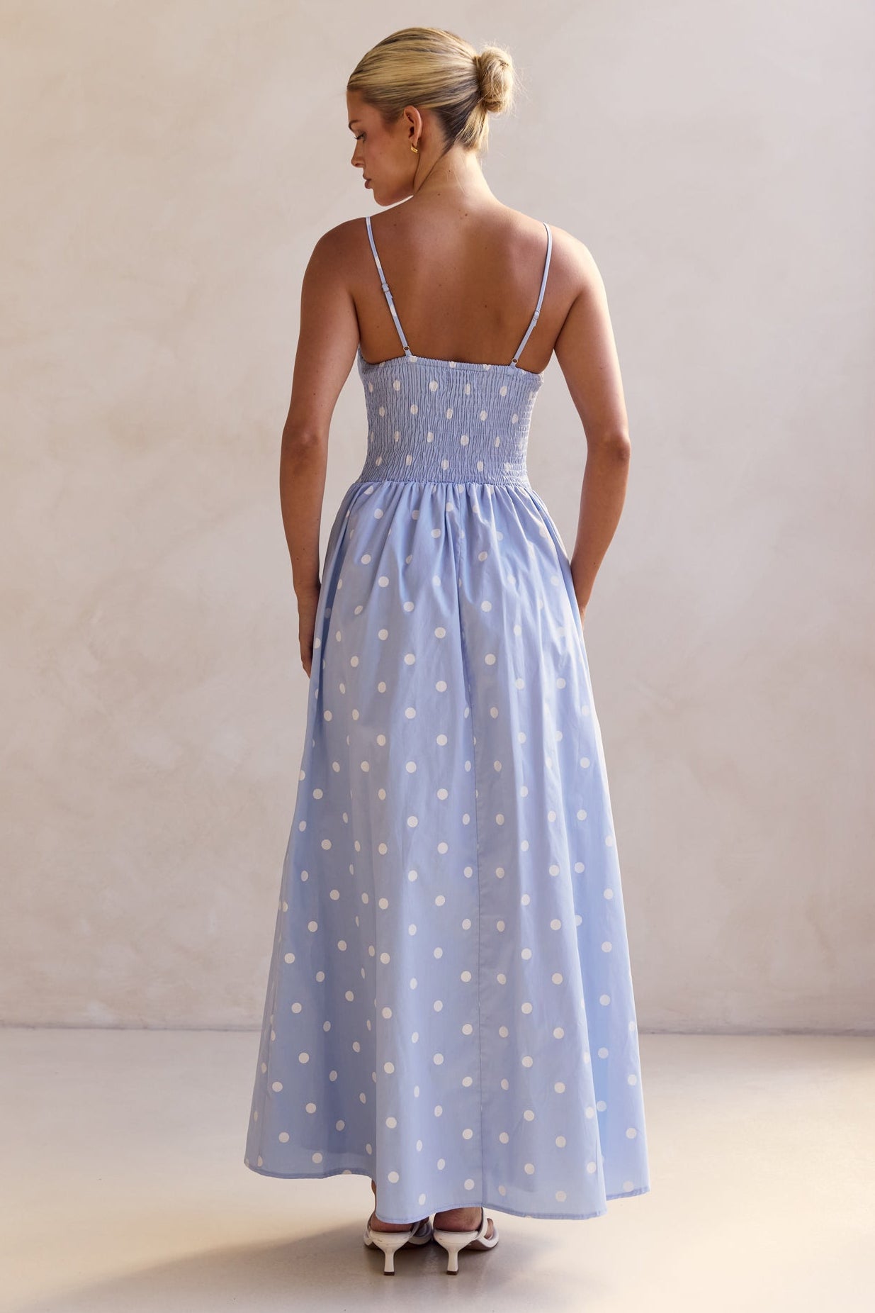 Aliyah Polka Maxi Dress (Blue)