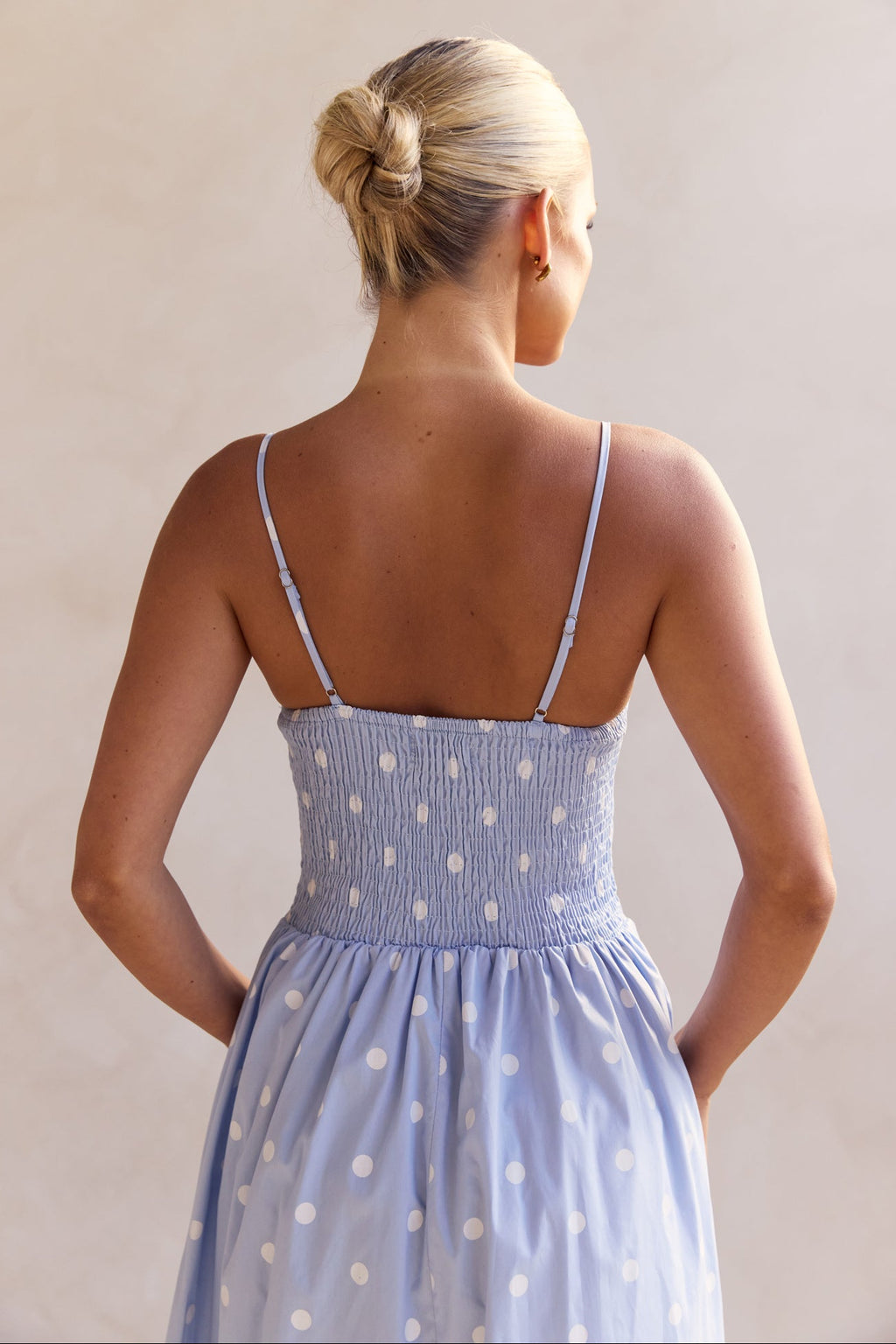 Aliyah Polka Maxi Dress (Blue)