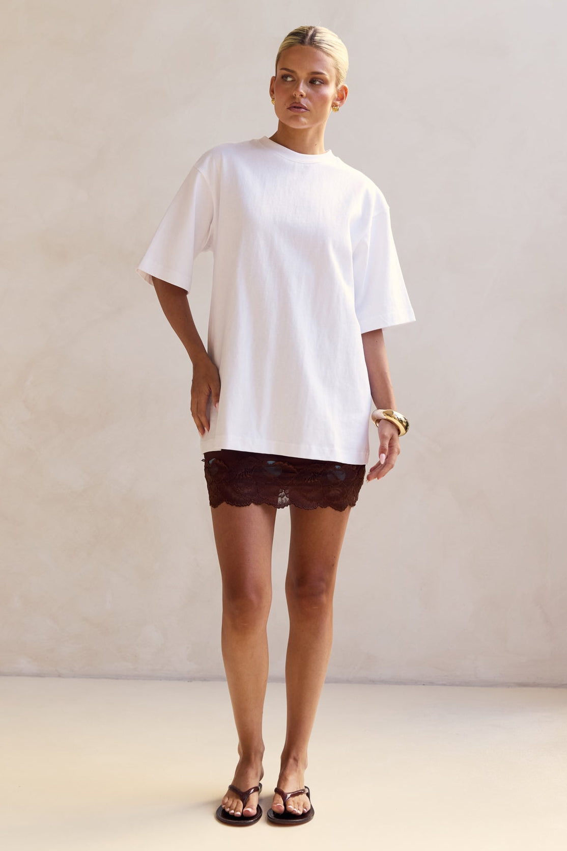 Aster Lace Mini Skirt (Chocolate/Blue)