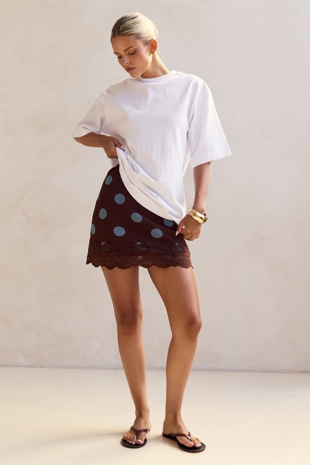 Aster Lace Mini Skirt (Chocolate/Blue)