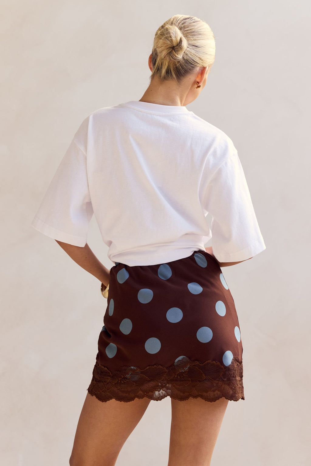Aster Lace Mini Skirt (Chocolate/Blue)