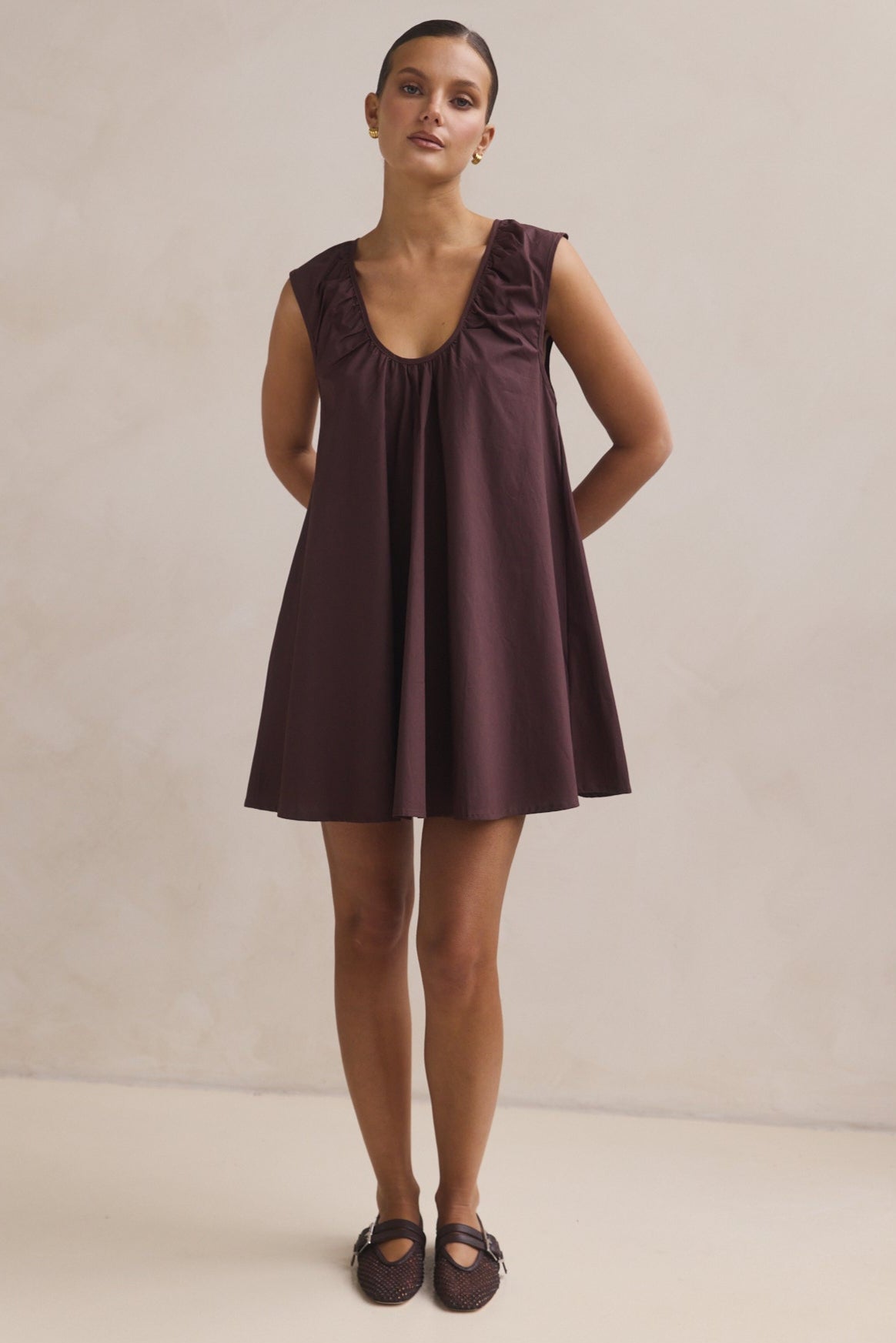 Helena Mini Dress (Chocolate)