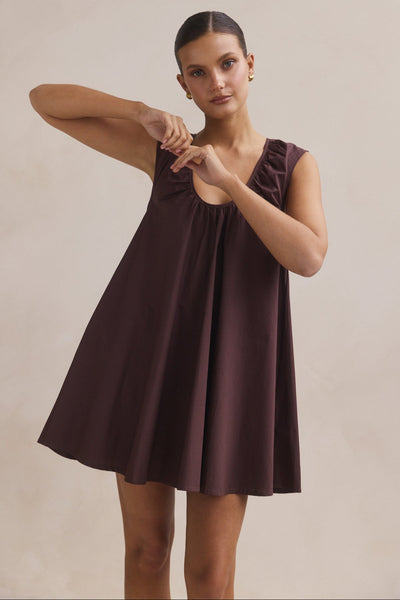 Helena Mini Dress (Chocolate)