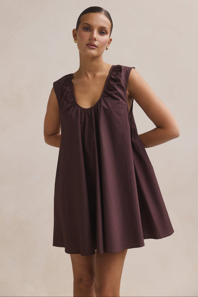 Helena Mini Dress (Chocolate)