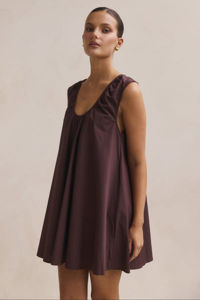 Helena Mini Dress (Chocolate)
