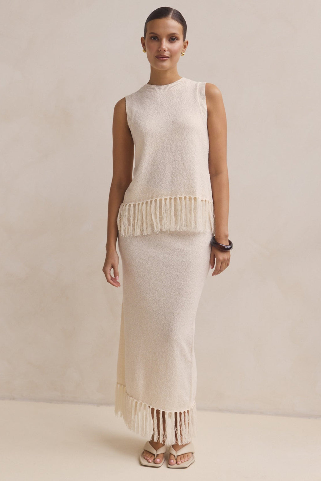 Adele Knit Maxi Skirt (Cream)