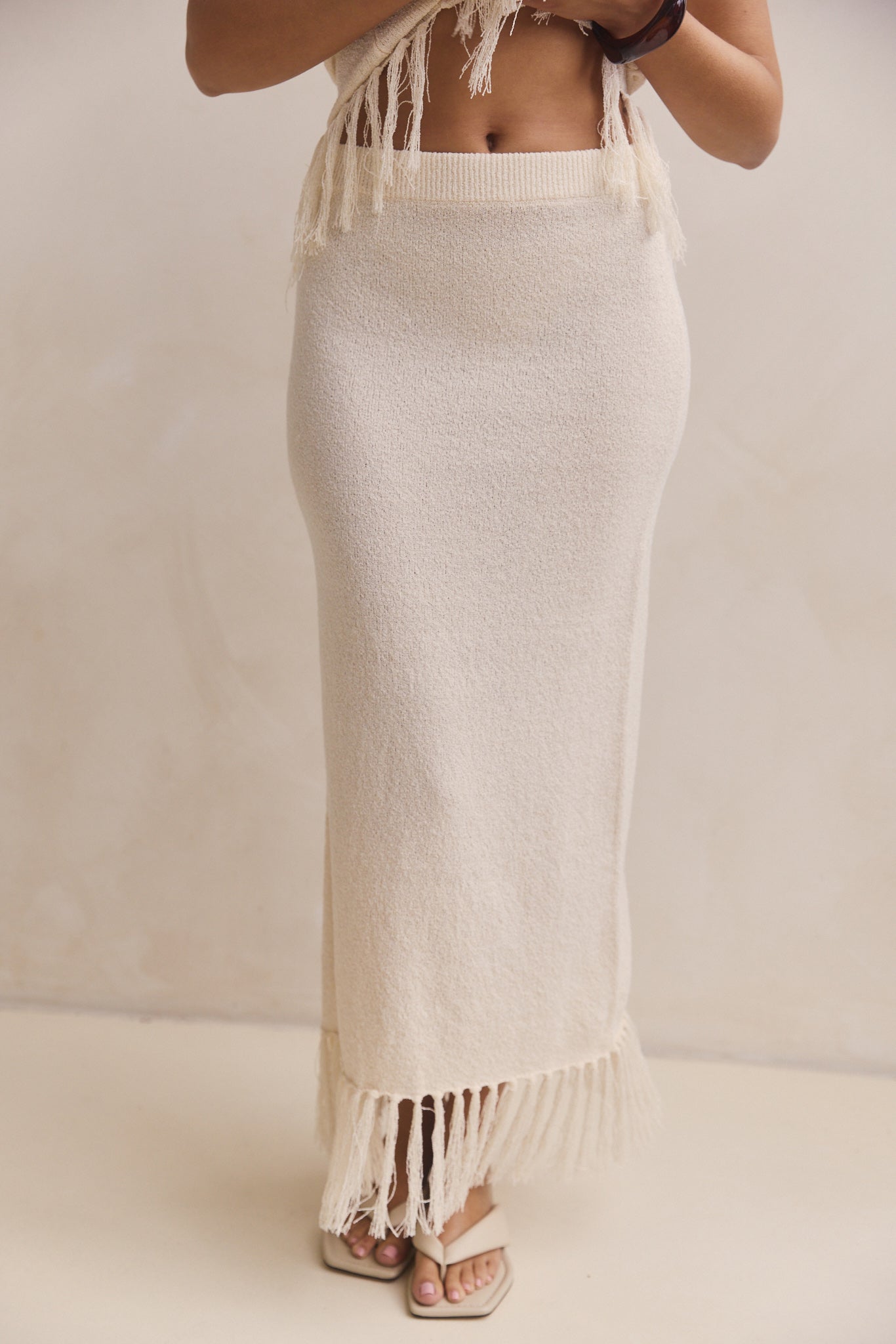 Adele Knit Maxi Skirt (Cream)