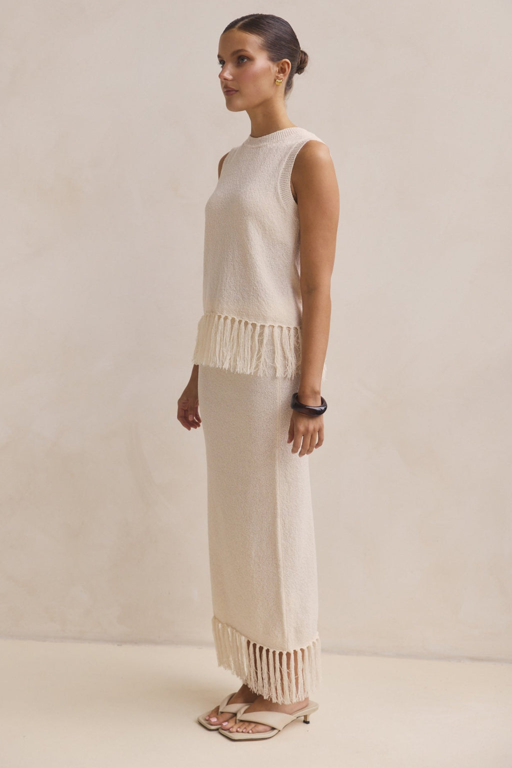 Adele Knit Maxi Skirt (Cream)