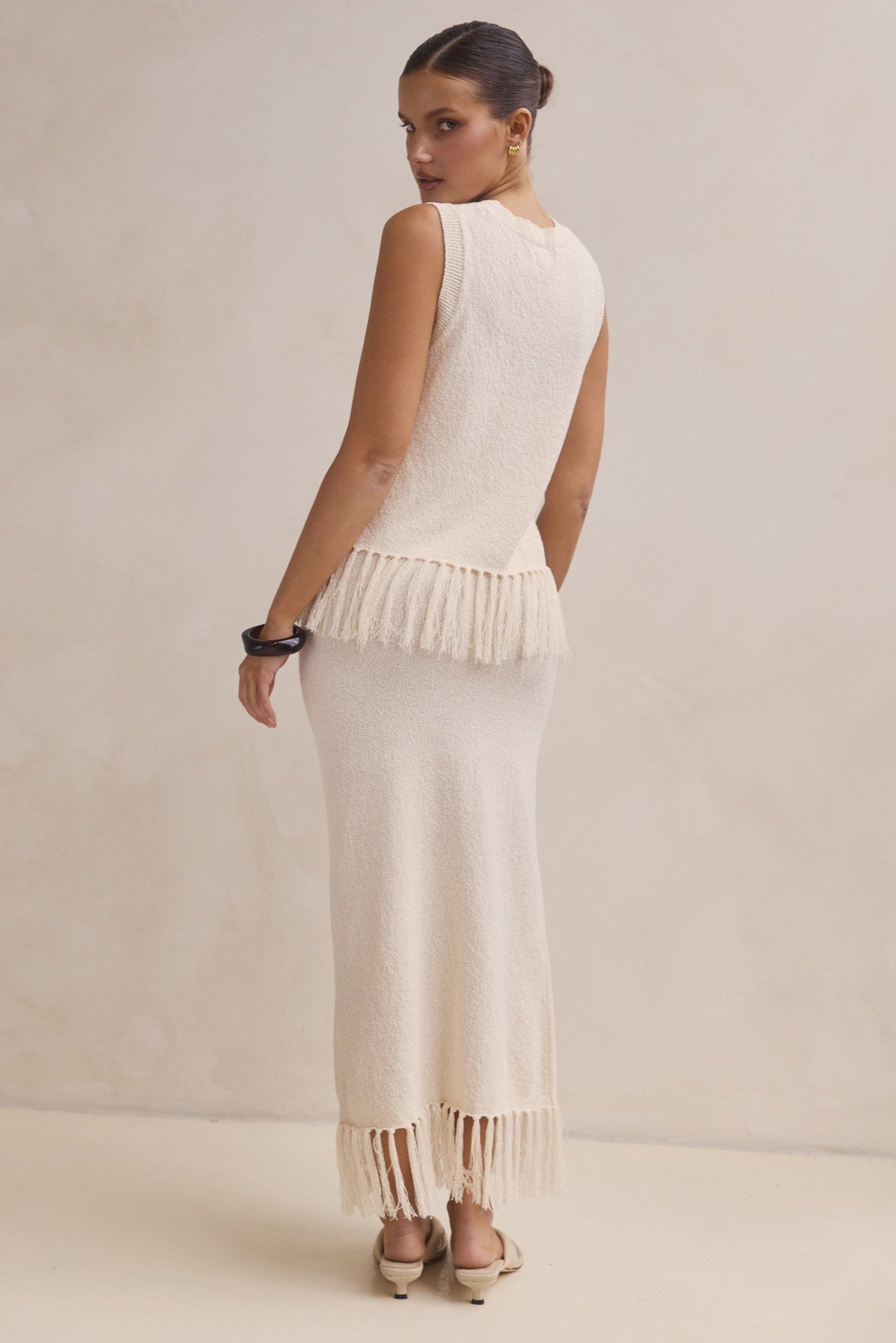 Adele Knit Maxi Skirt (Cream)