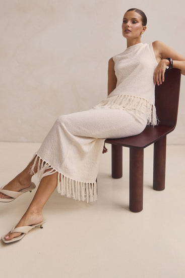Adele Knit Maxi Skirt (Cream)