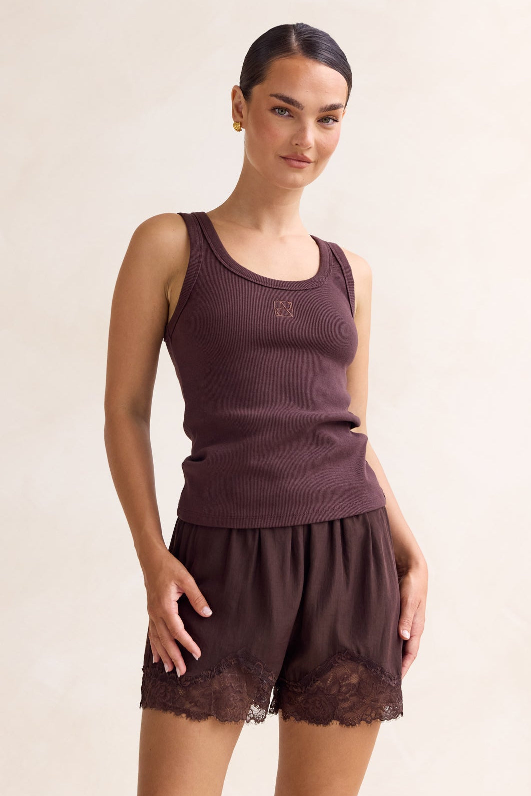 Leia Lace Short (Chocolate)