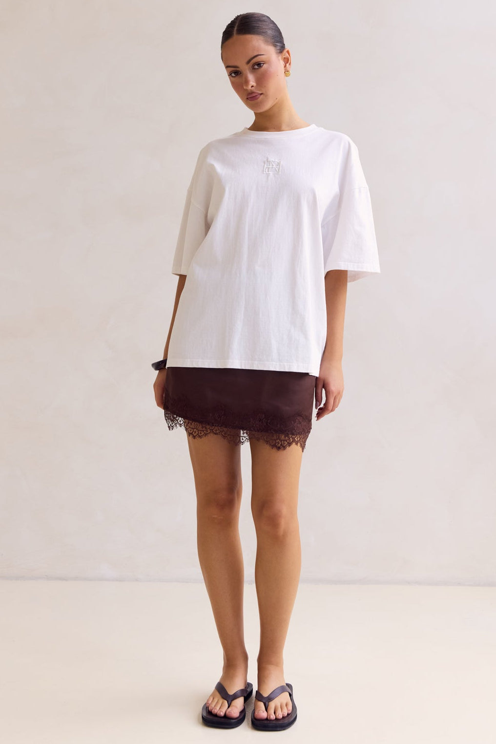 Aster Lace Mini Skirt (Chocolate)