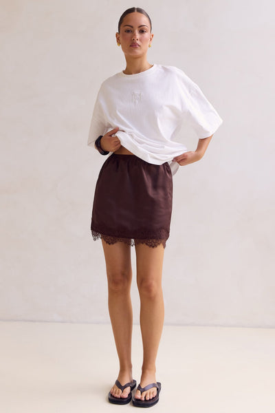 Aster Lace Mini Skirt (Chocolate)