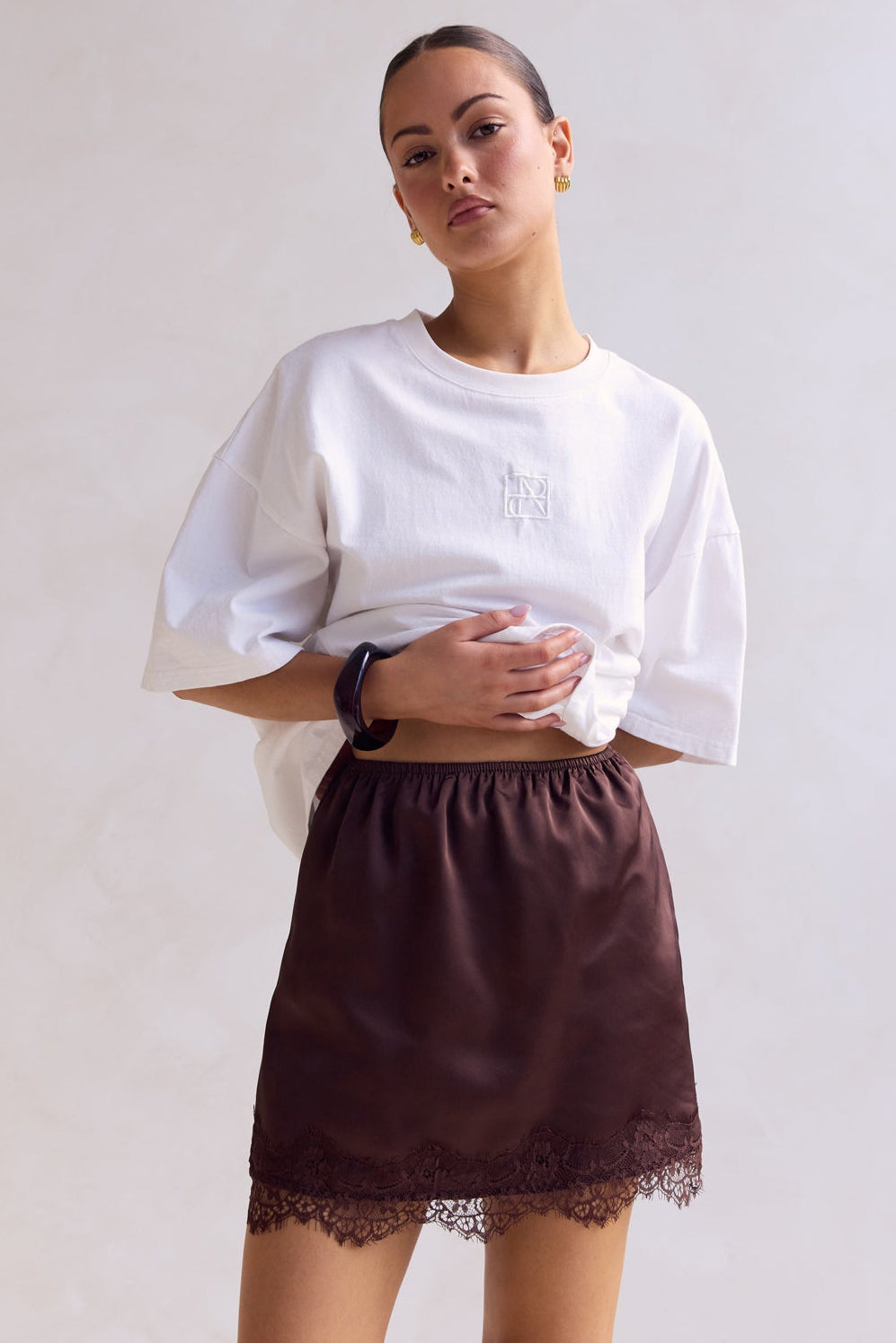 Aster Lace Mini Skirt (Chocolate)