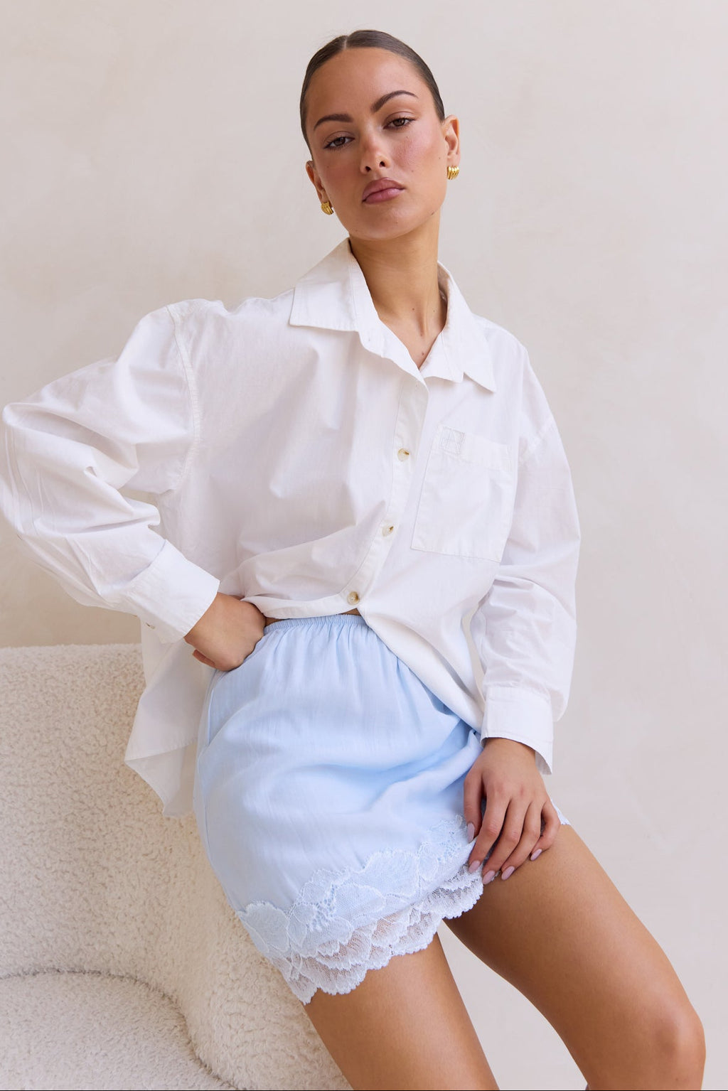 Leia Lace Mini Skirt (Blue)