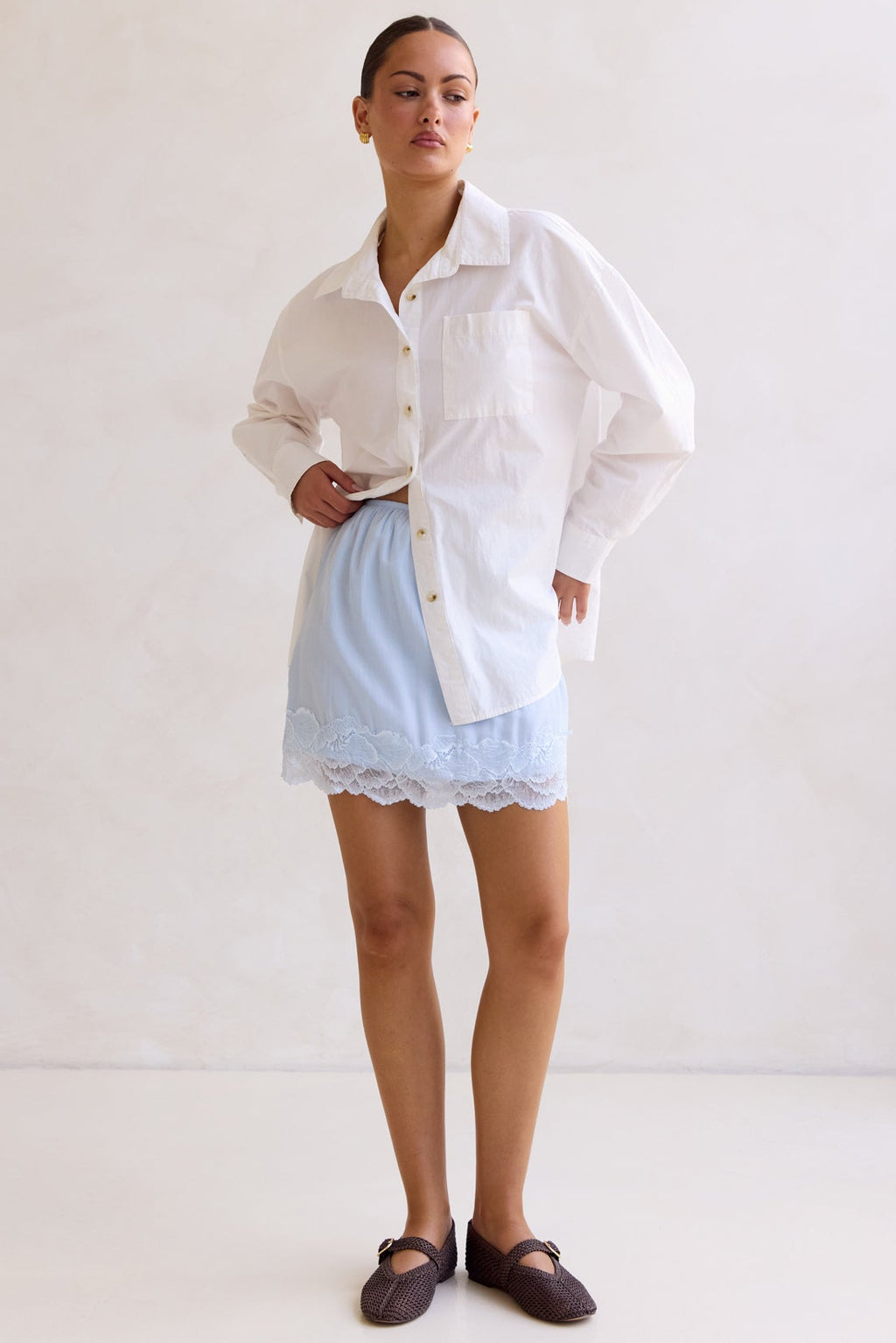 Leia Lace Mini Skirt (Blue)