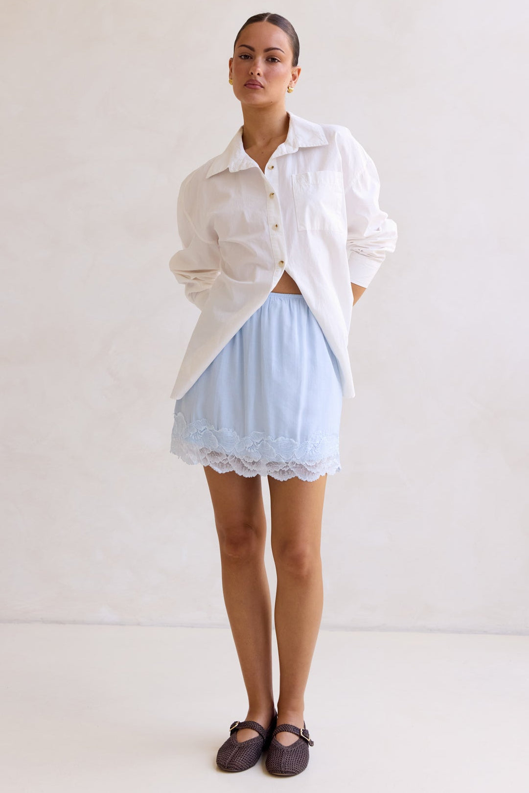 Leia Lace Mini Skirt (Blue)
