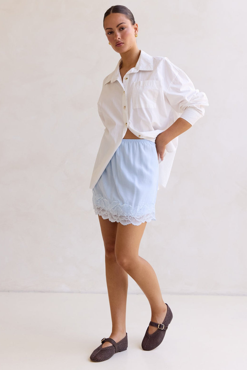 Leia Lace Mini Skirt (Blue)