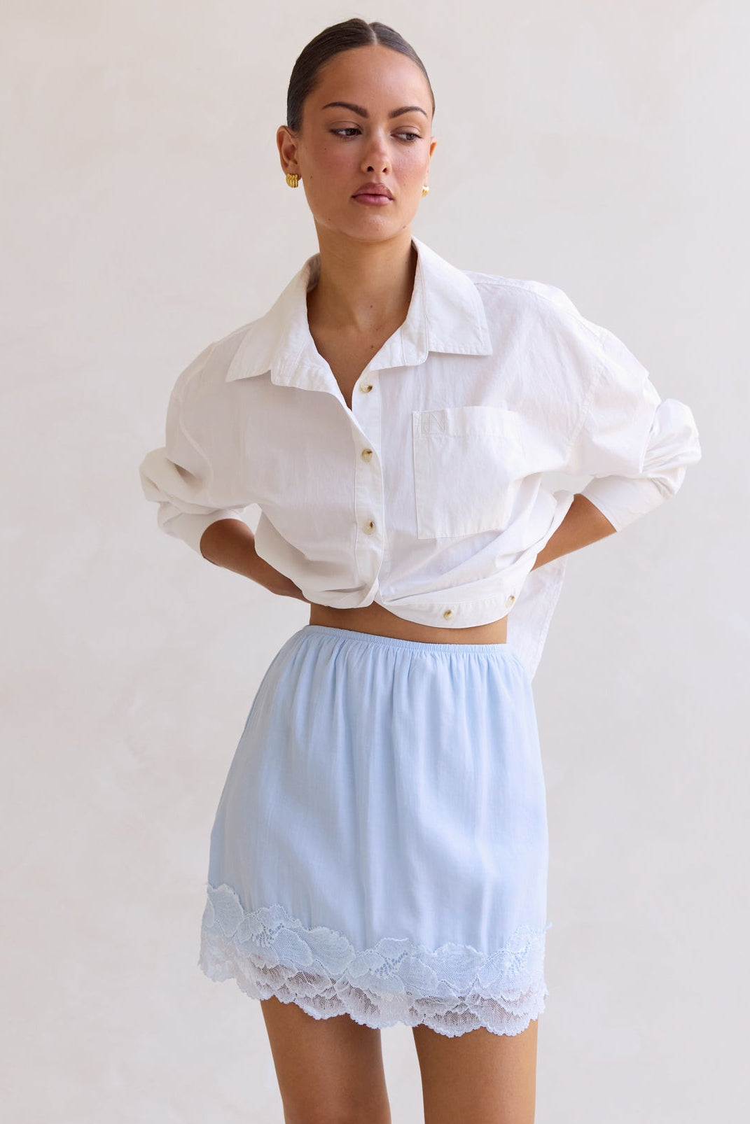 Leia Lace Mini Skirt (Blue)