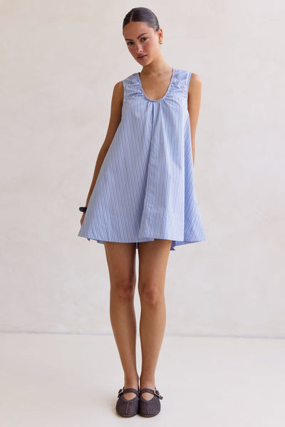 Raelle Mini Dress (Blue Stripe)