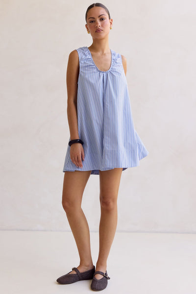 Raelle Mini Dress (Blue Stripe)