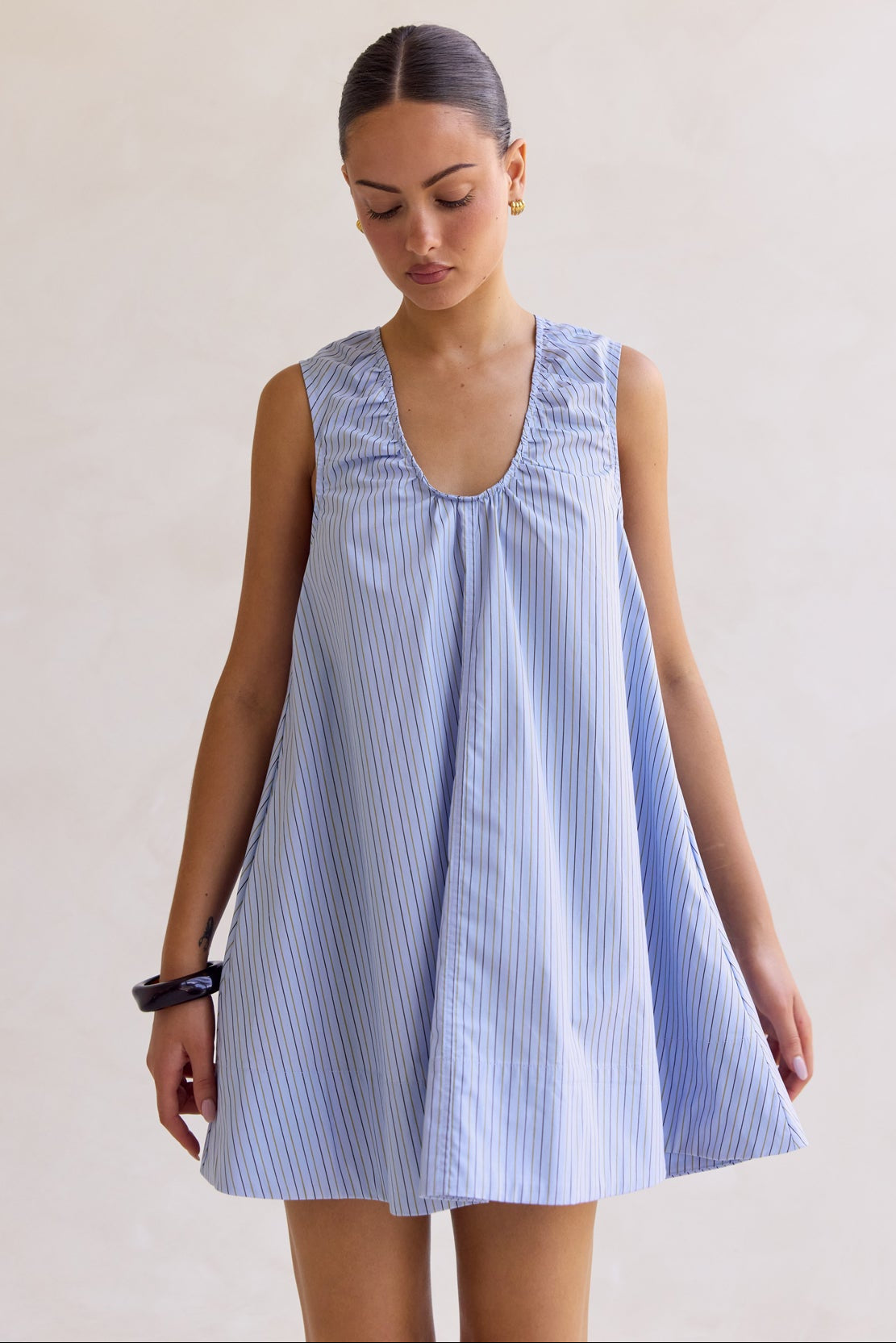 Raelle Mini Dress (Blue Stripe)