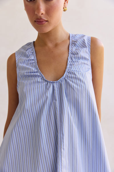 Raelle Mini Dress (Blue Stripe)
