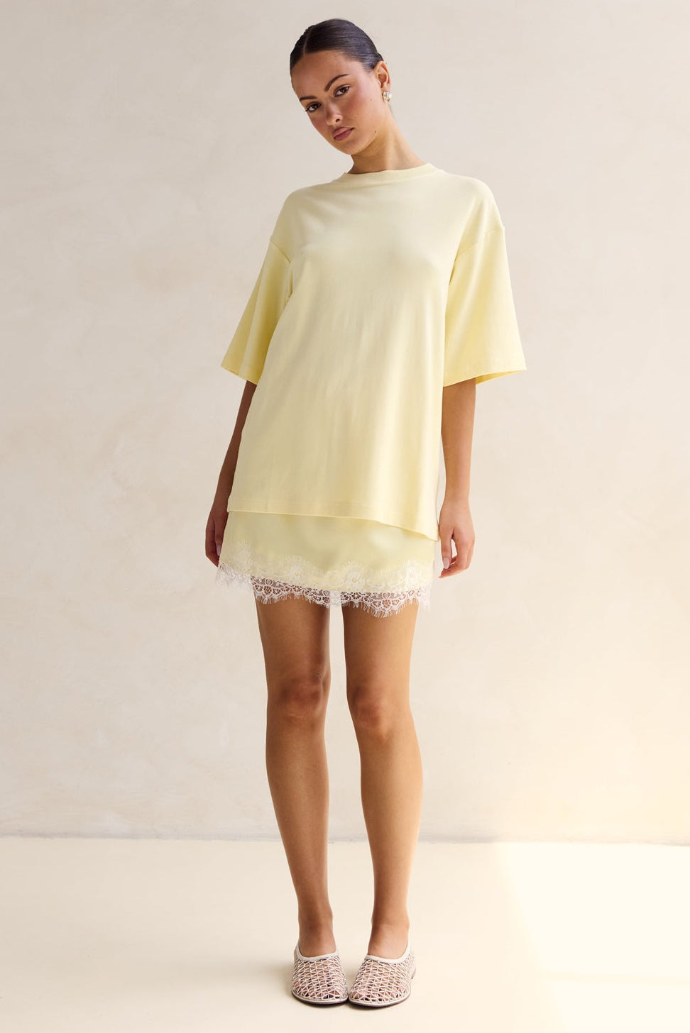 Aster Lace Mini Skirt (Lemon)