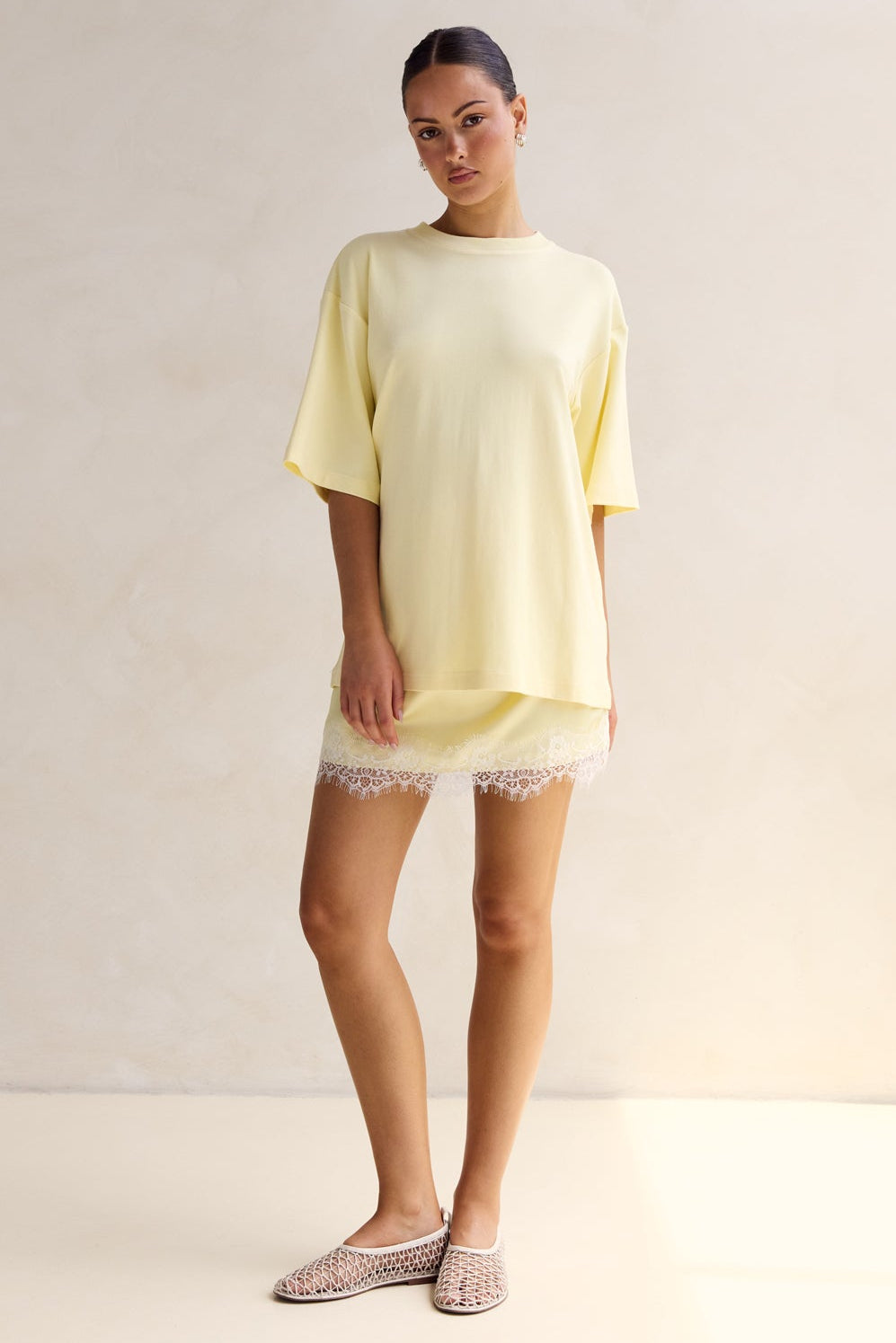 Aster Lace Mini Skirt (Lemon)