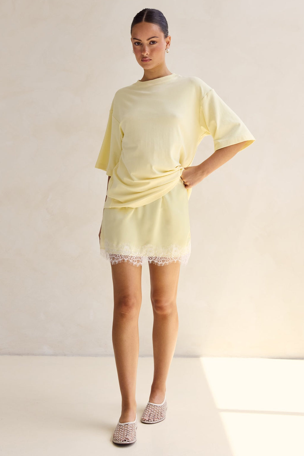 Aster Lace Mini Skirt (Lemon)