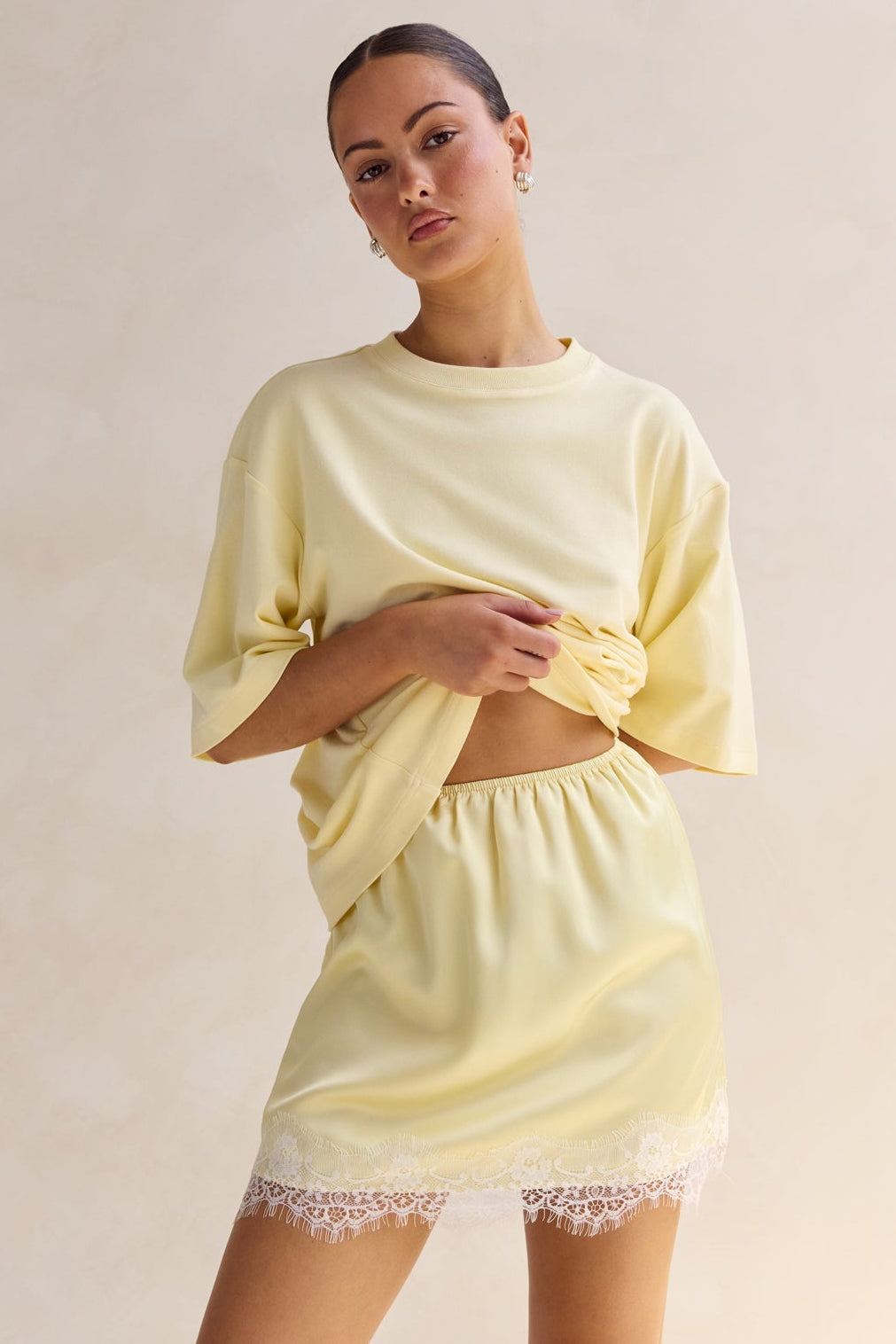 Aster Lace Mini Skirt (Lemon)