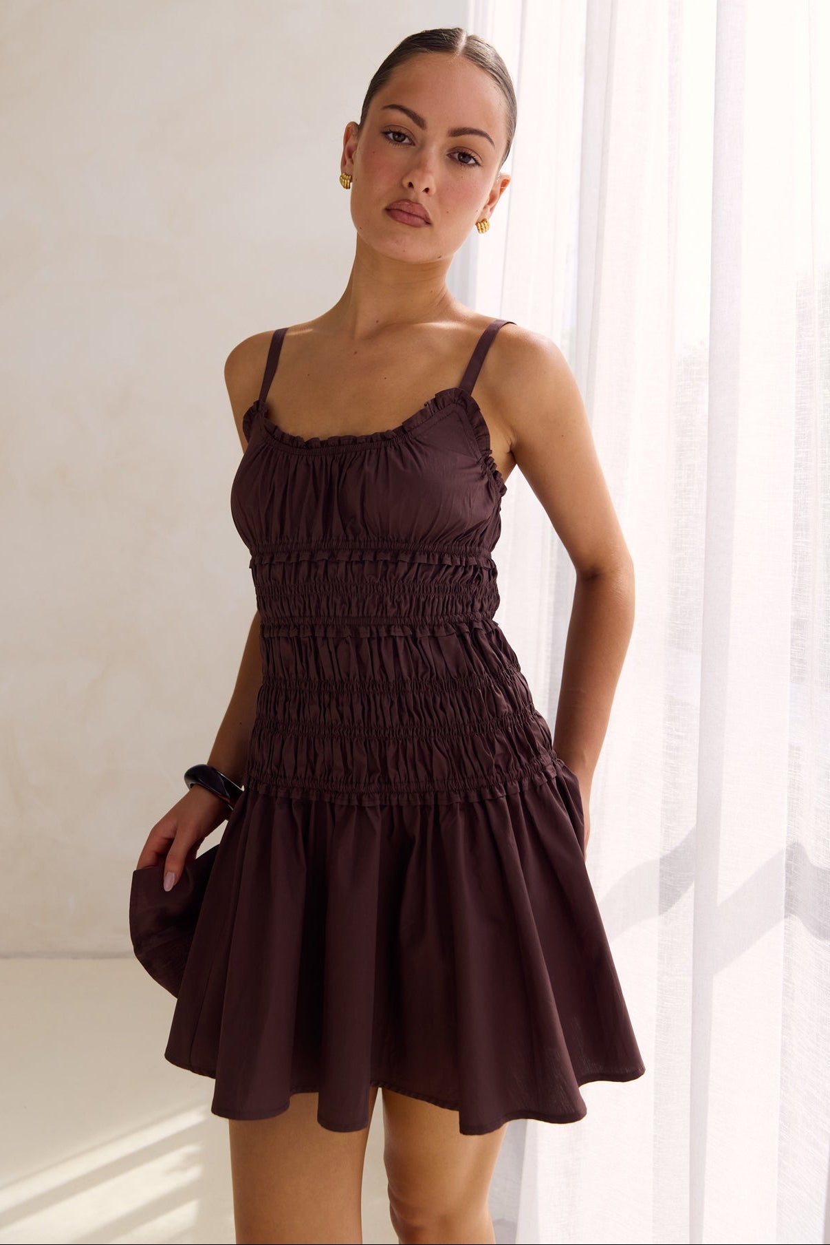 Brooke Mini Dress (Chocolate)