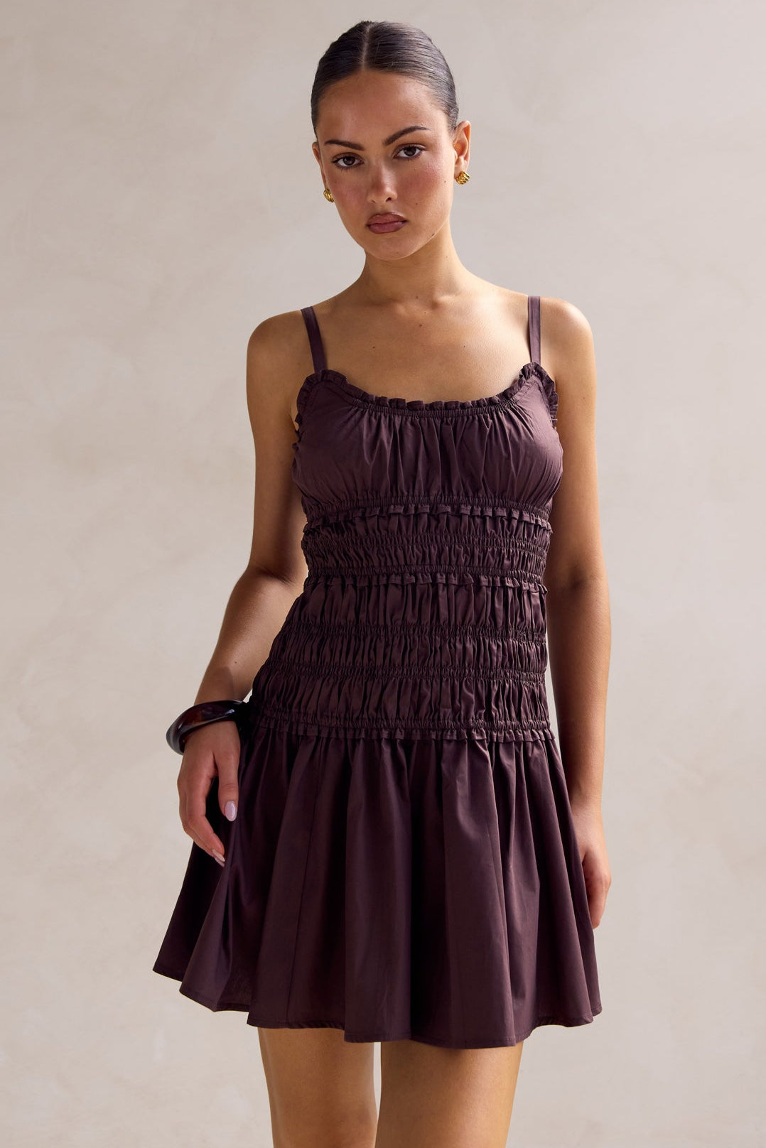 Brooke Mini Dress (Chocolate)