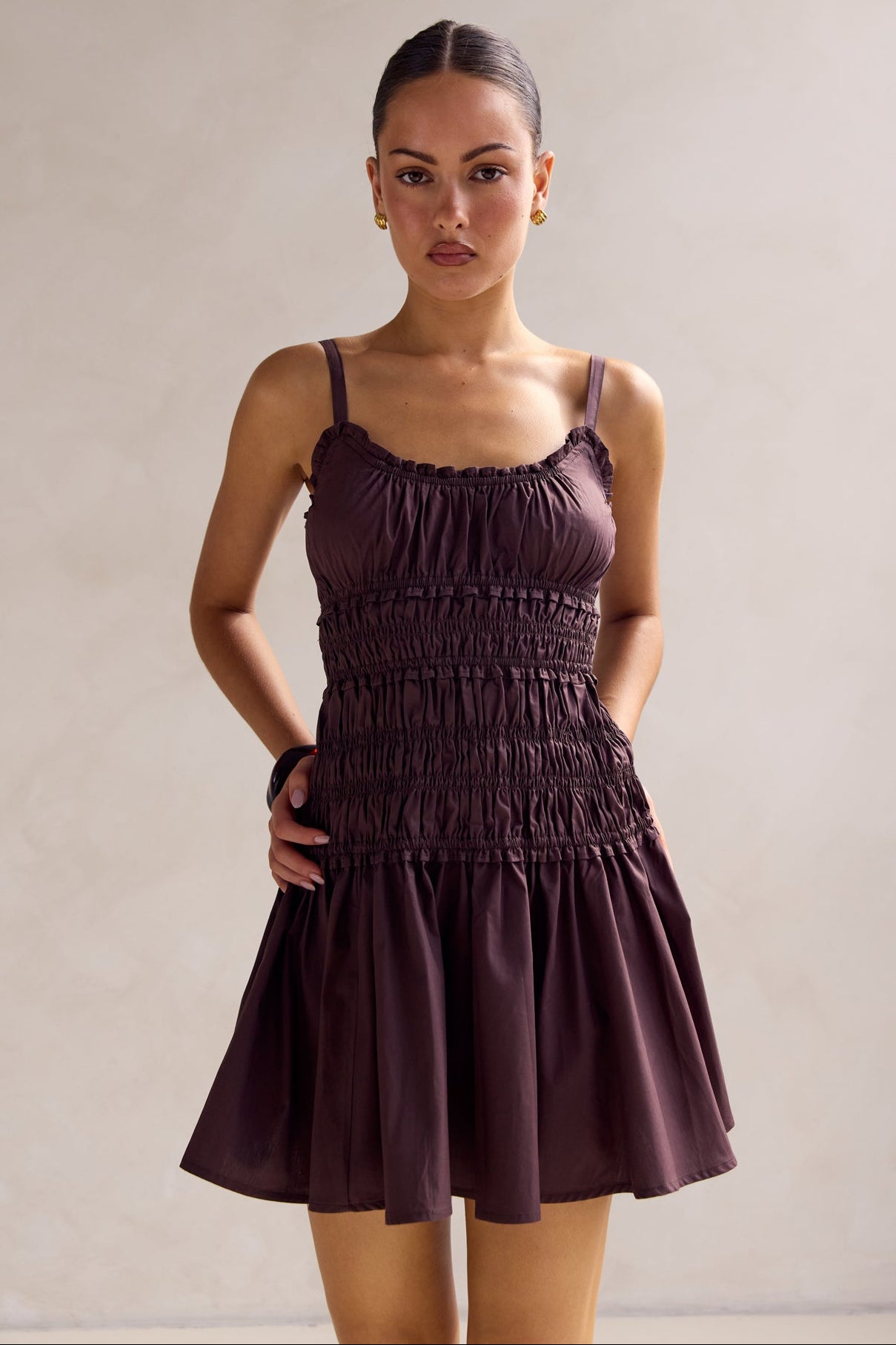 Brooke Mini Dress (Chocolate)