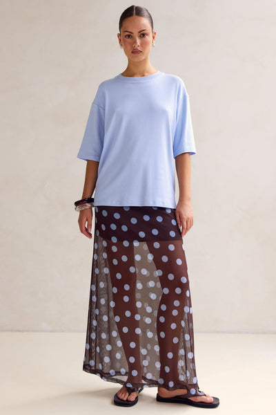 Leni Maxi Skirt (Chocolate/Blue)