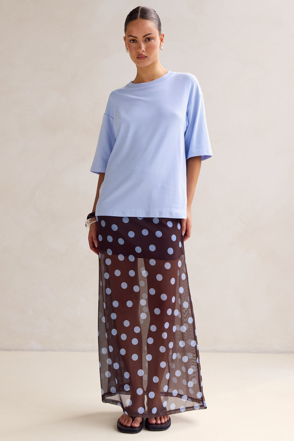 Leni Maxi Skirt (Chocolate/Blue)