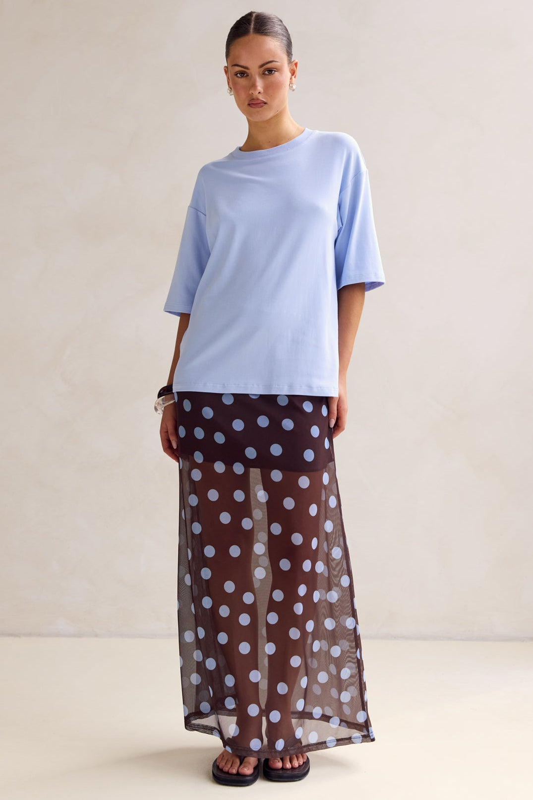 Leni Maxi Skirt (Chocolate/Blue)